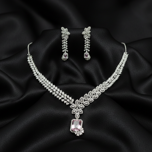 Lilac Royale Emerald-Cut Necklace Set