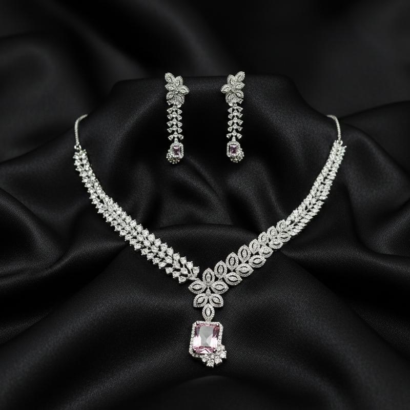 Lilac Royale Emerald-Cut Necklace Set