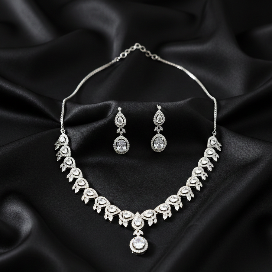 Aurora Halo Teardrop Necklace Set