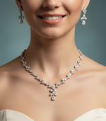 Frosted Bloom Asymmetry Necklace Set
